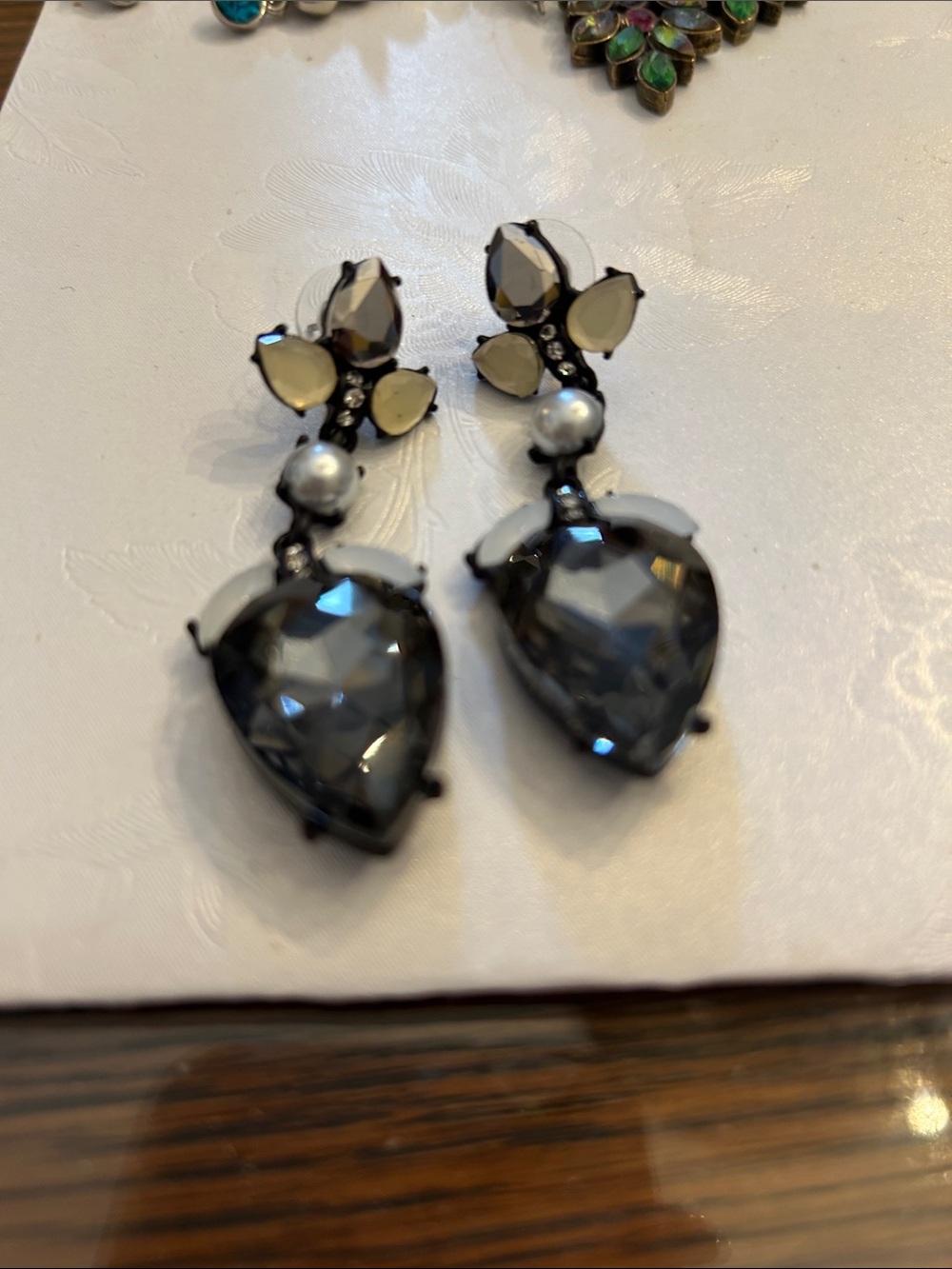Black Crystal Teardrop Statement Earrings
